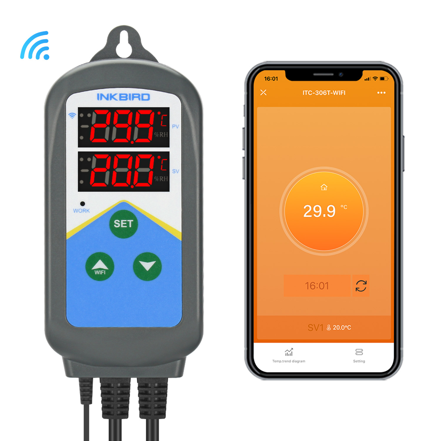Wifi Thermostat - INKBIRD WIFI termoregulator ITC-306T-WIFI 24 godziny
